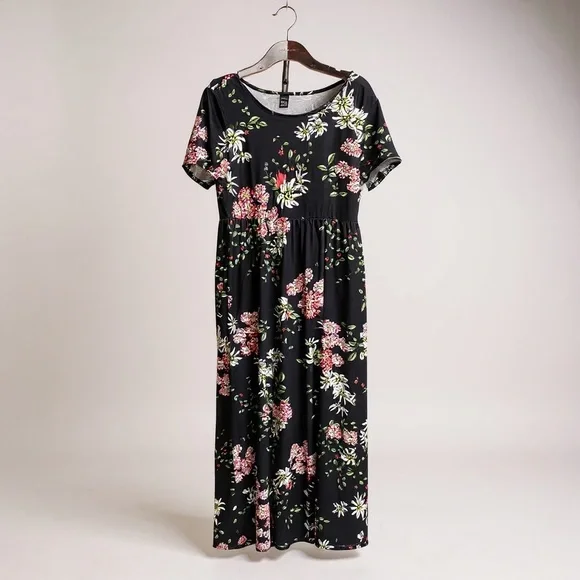 NWOT Floral Black Maxi Dress - Picture 1 of 2